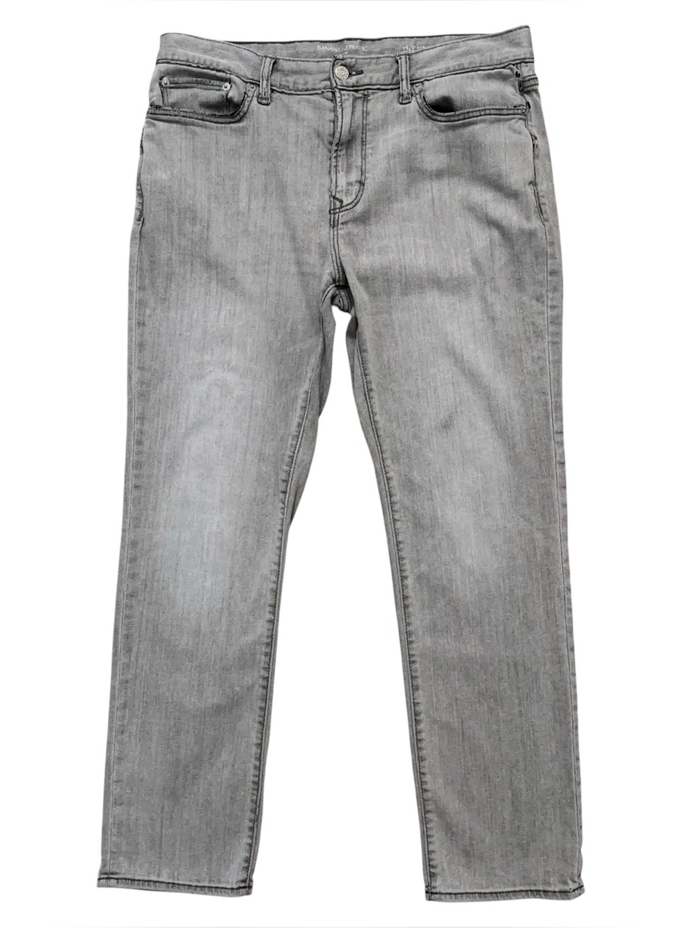 Banana Republic Travel Jeans Mens Size 33x30 Slim Fit Stretch Lyocell Rayon Gray